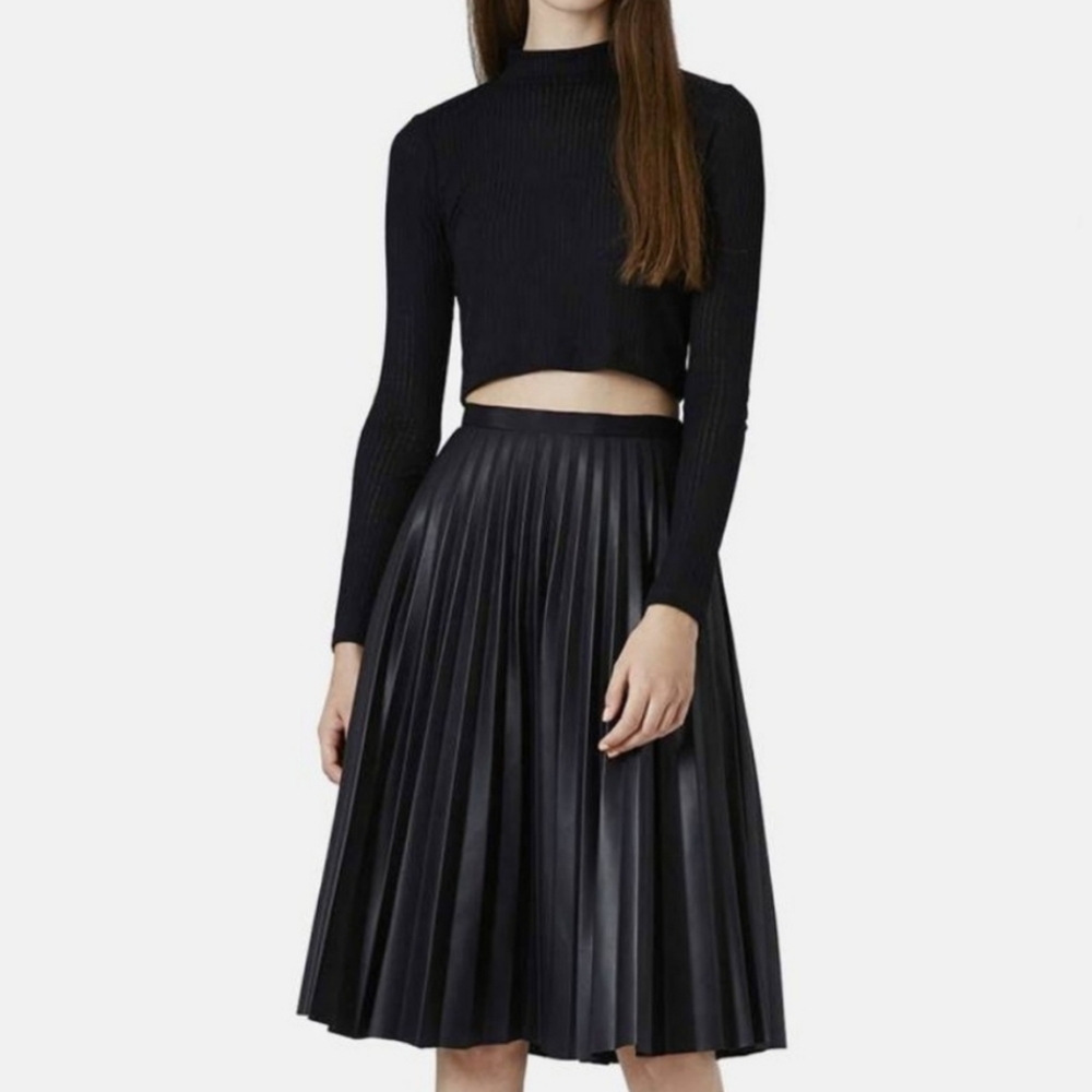 Topshop leather pleated skirt